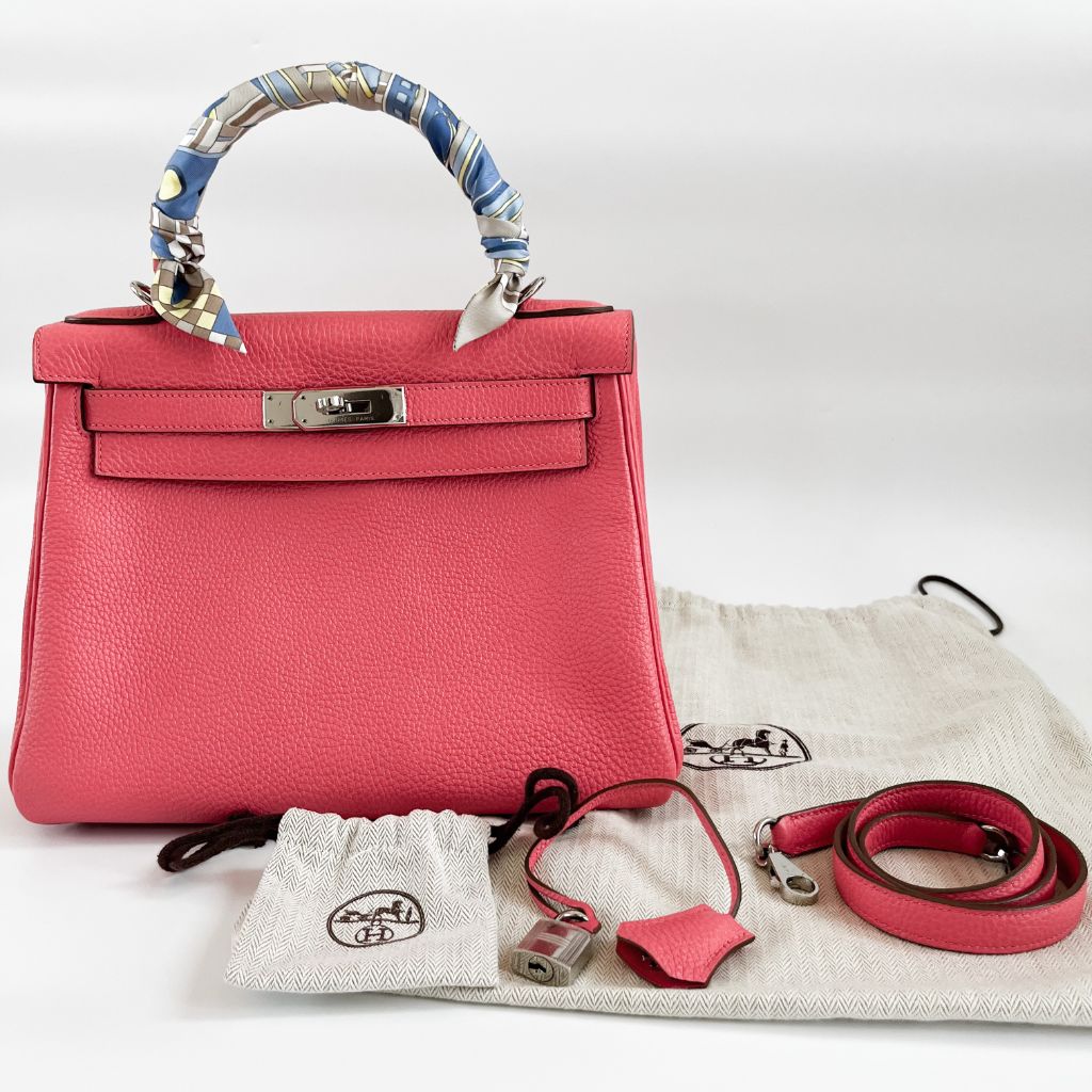 Hermes Rose Lipstick Togo Leather Kelly Retourne 28 Bag