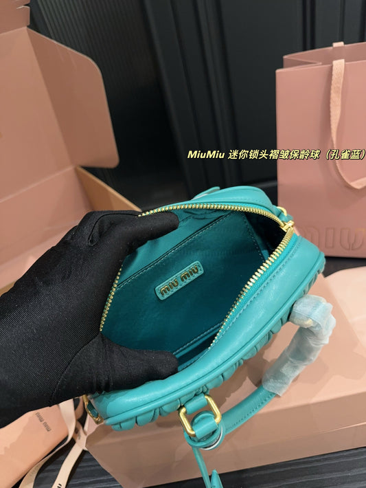 ARCADIE MATELASSÉ BAG 20 IN HIPPIE BLUE LAMBSKIN GOLD HARDWARE