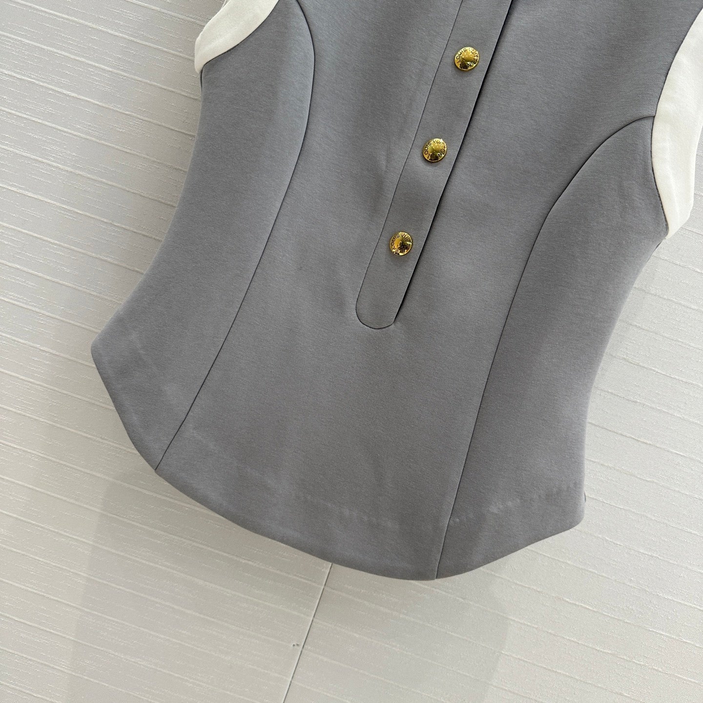 LV 25 Princess Seams Vest Grey Polyester Cotton