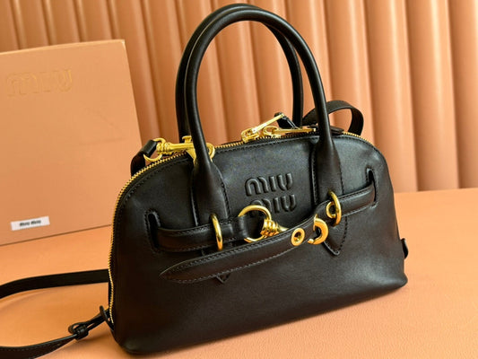 Briarwood Aventure Nappa Leather Top-handle Bag 28cm Black 231056