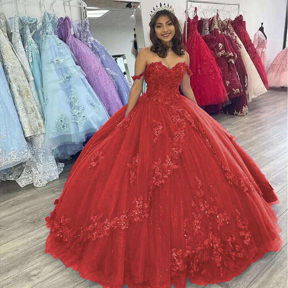 Off the Shoulder Flowers Beaded Purple Ball Gown Quinceanera Dresses fg4350