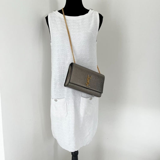 Saint Laurent Bronze Textured Leather Medium Kate Bag