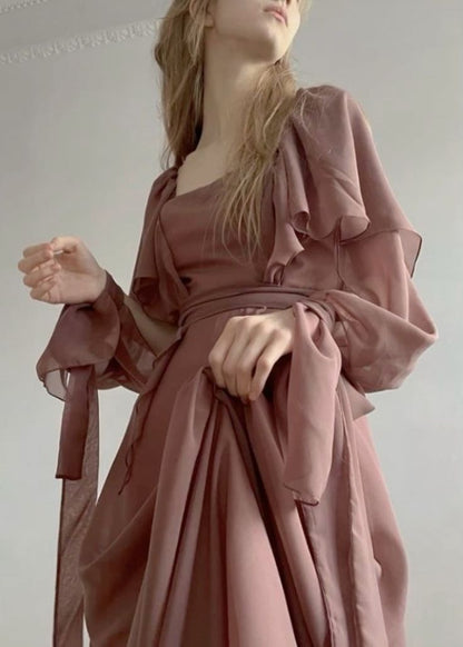 A Line Square Neck Chiffon Long Prom Gown Evening Dress    fg7394