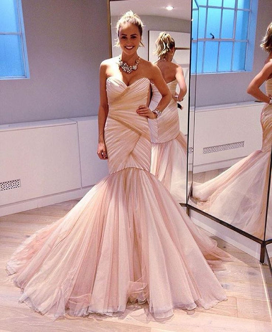 Strapless Mermaid Long Prom Dress Elegant Evening Party Dress     fg7318
