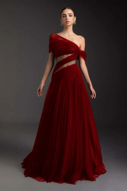SleevelessOff-Shoulder A-Line Prom Dress