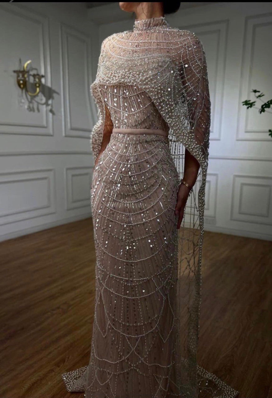 Shining Two Piece  Pearl Beading Mermaid Handmake Prom Dress