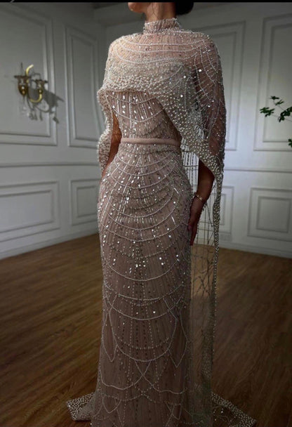 Shining Two Piece  Pearl Beading Mermaid Handmake Prom Dress