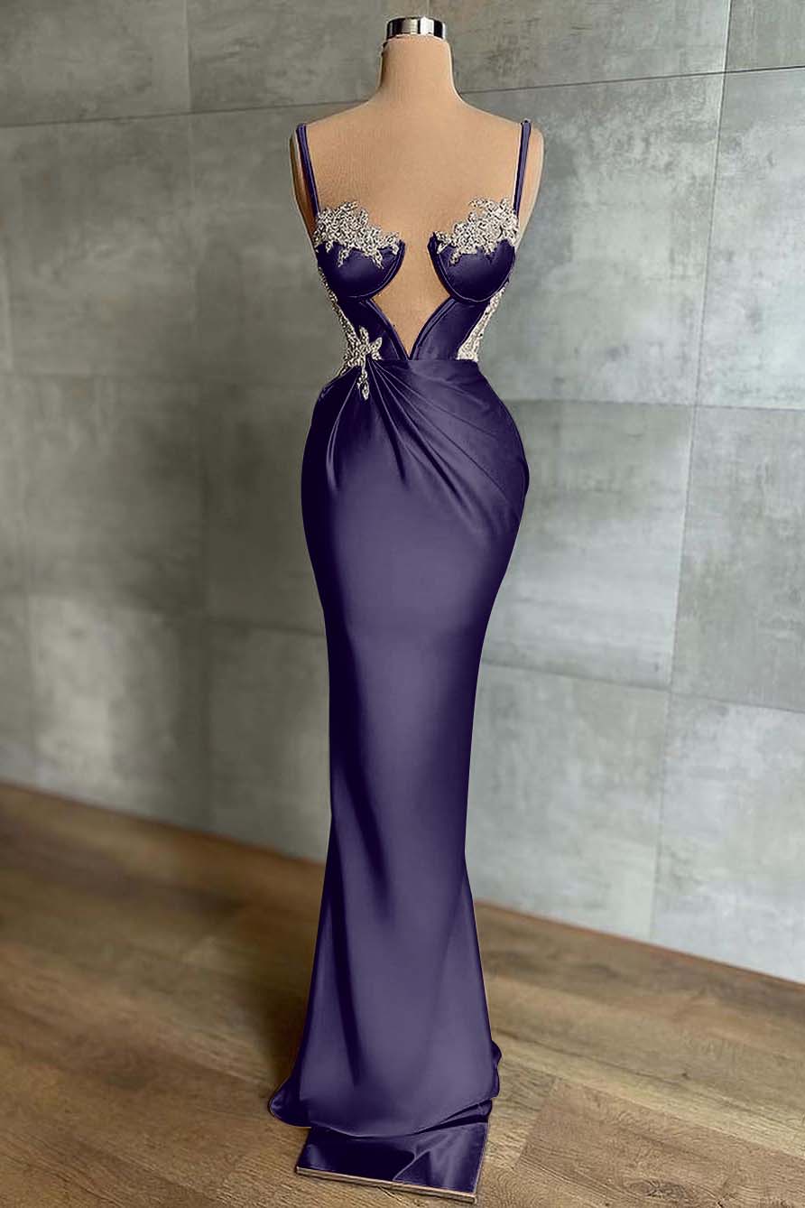 Pink Spaghetti-Strap Mermaid Prom Dress Sleeveless