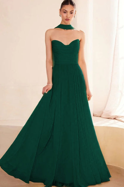 Graceful Yellow Sleeveless Strapless V-Neck Evening Dress With Scarf
