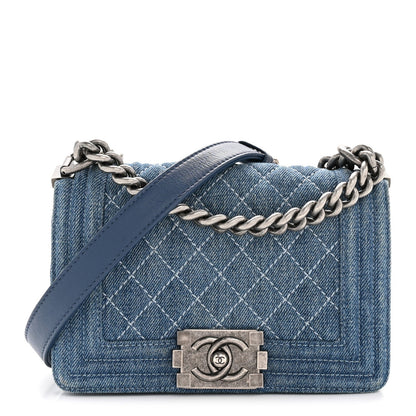 Denim Quilted Small Boy Flap Blue