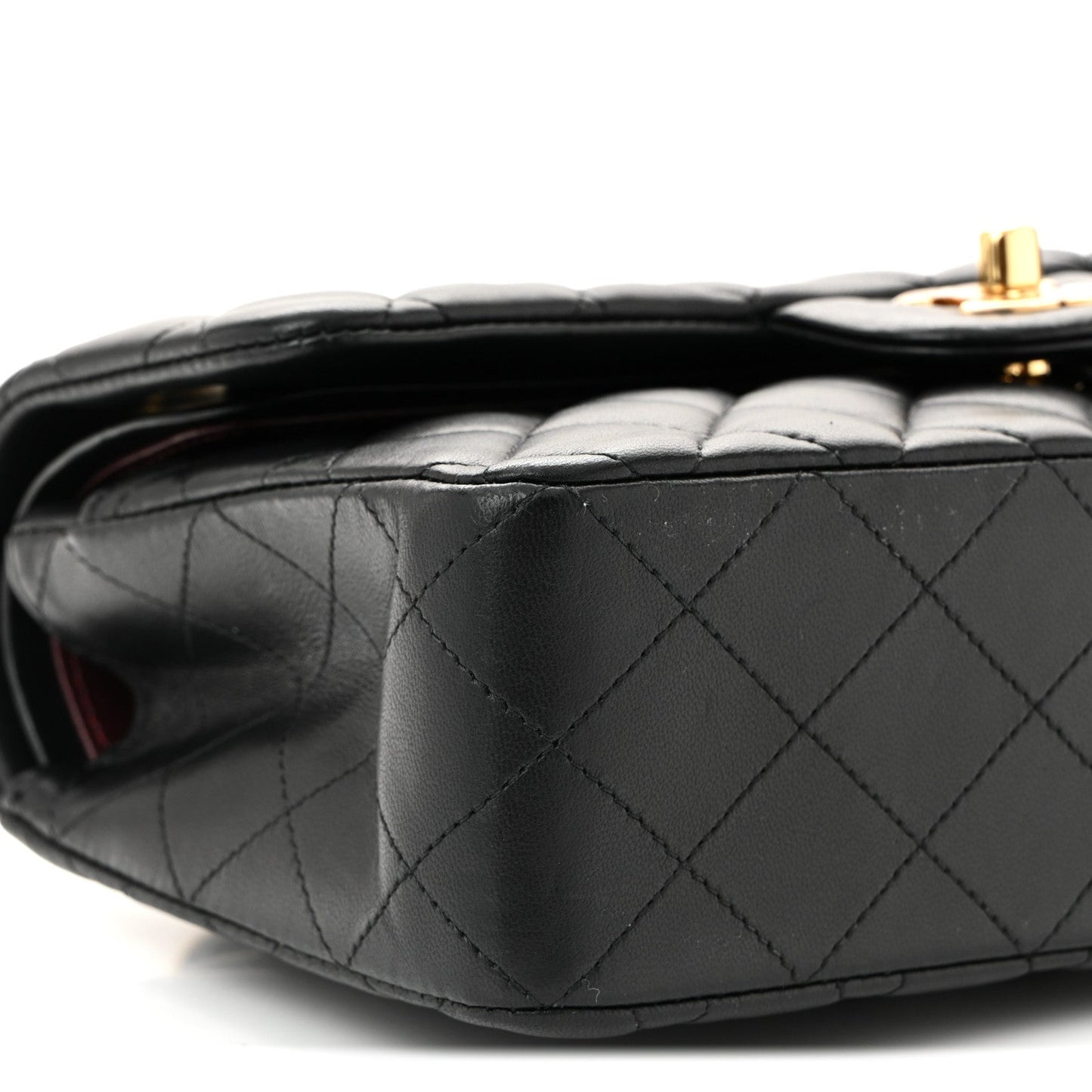 Lambskin Quilted Small Double Flap Black