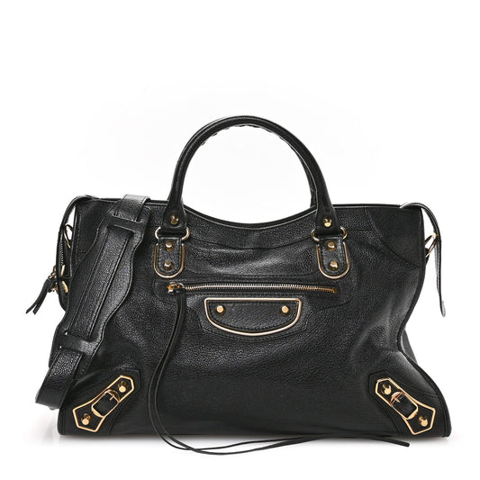 Chevre Gold Metallic Edge Hardware City Black