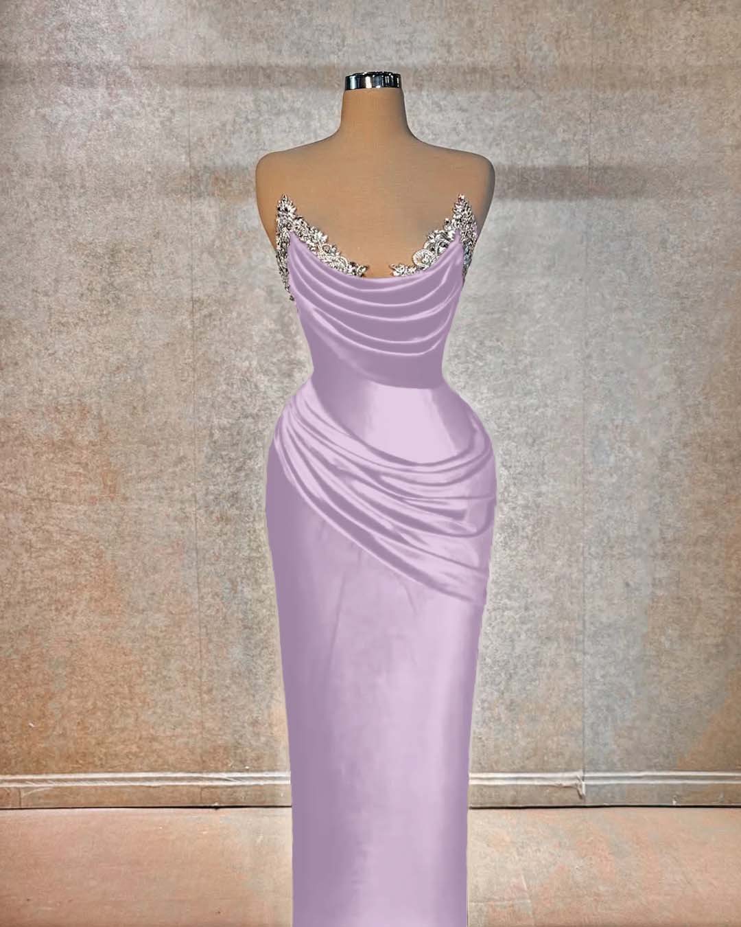 Red Sleeveless Strapless Mermaid Pleated Beads Prom Dress