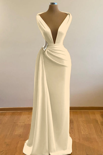 Simple Orange Sleeveless Deep V-Neck Mermaid Prom Dress