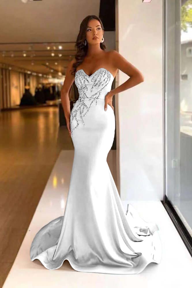 Pretty Long Prom Dress Mermaid Sweetheart With Beads