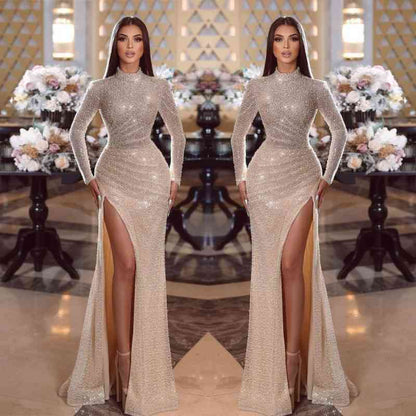 Shiny Long Sleeves Mermaid Prom Dress For Women