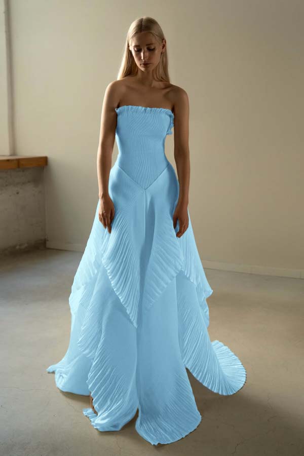 Chic Sleeveless Strapless Square A-Line Prom Dress
