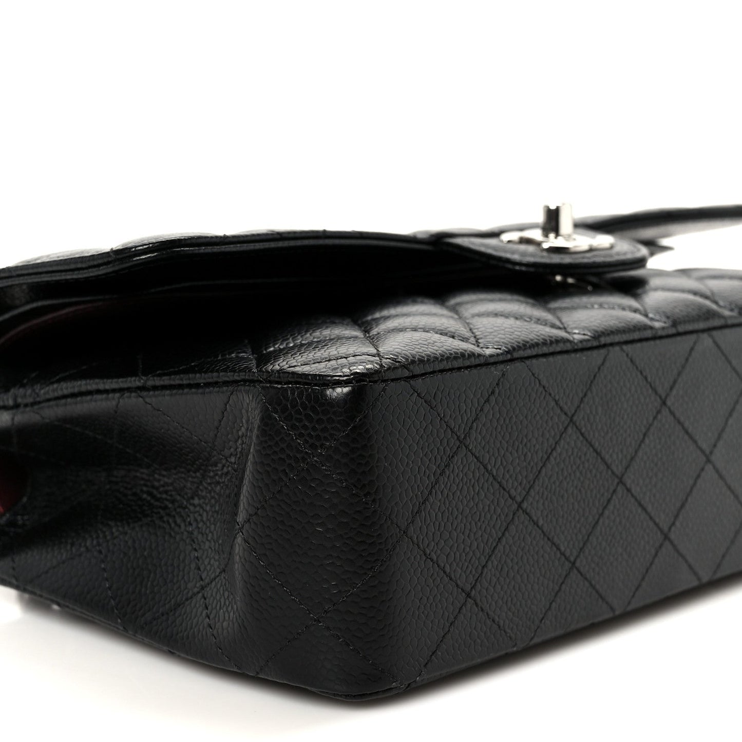 Caviar Quilted Medium Double Flap Black