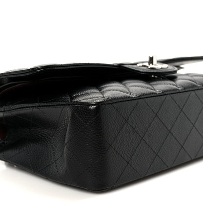 Caviar Quilted Medium Double Flap Black