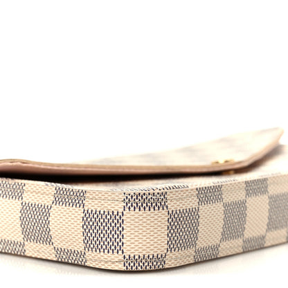 Damier Azur Pochette Felicie Chain Wallet Rose Ballerine