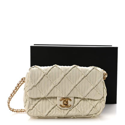Pleated Calfskin Quilted Medallion Flap White