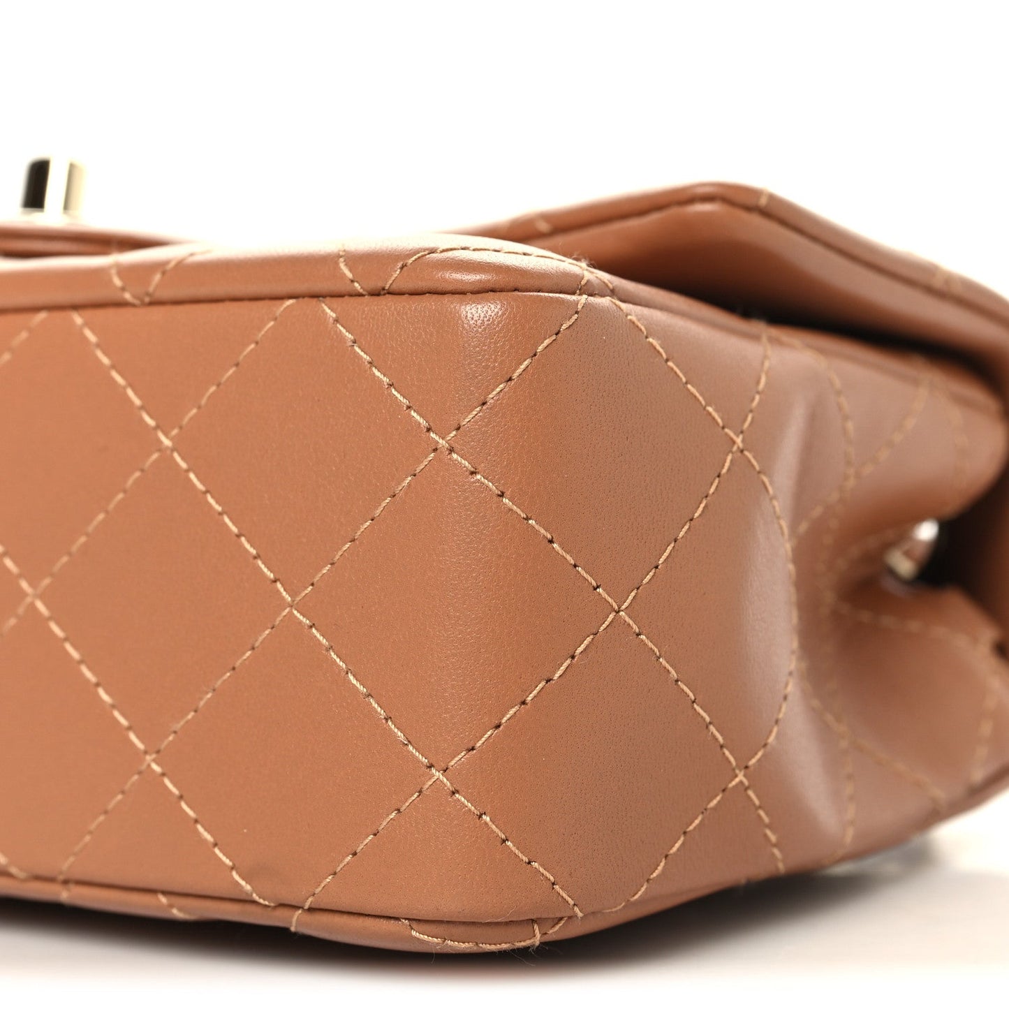 Lambskin Quilted Mini Rectangular Flap Brown
