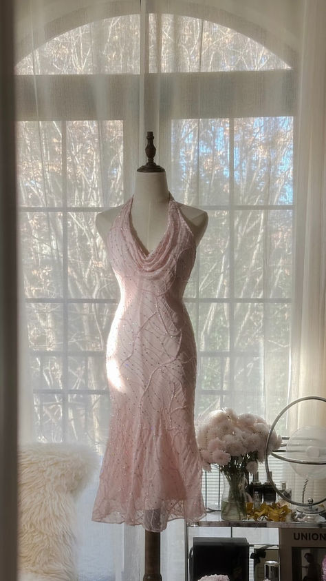 Cute Mermaid Halter Beaded Light Pink Chiffon Short Party Dress Evening Dress SH2782