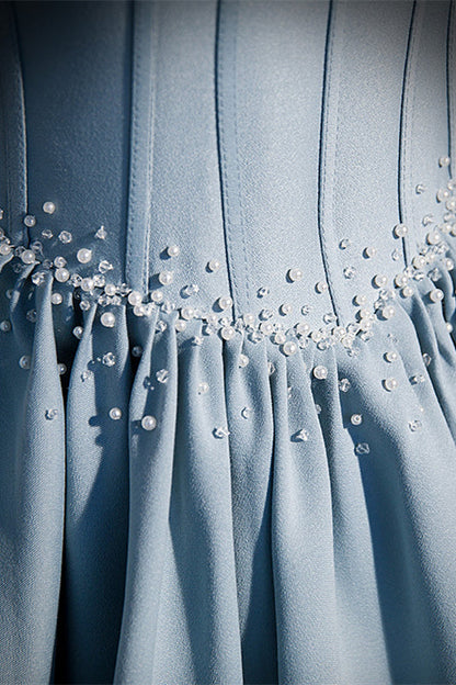 Puff Sleeves Sweetheart Satin A-Line Long Formal Prom Dress