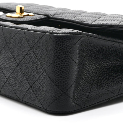 Caviar Quilted Medium Double Flap Black
