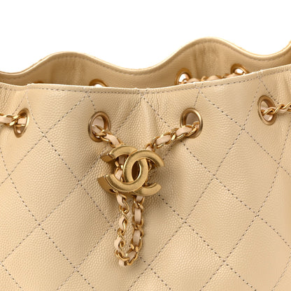 Caviar Quilted Small Chanel 25 Handbag Beige