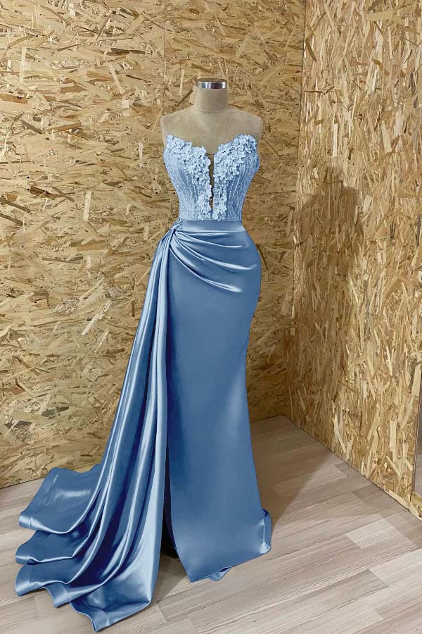Sleeveless Mermaid Evening  Appliques Dress With Slit