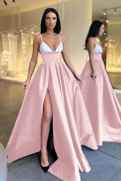 Black and White Spaghetti-Straps Prom Dress