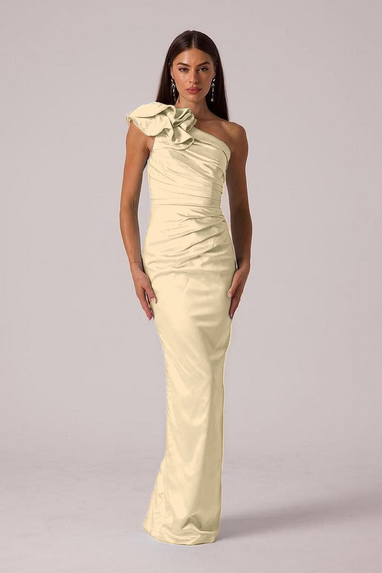 Elegant Sleeveless Mermaid One Shoulder Long Prom Dress