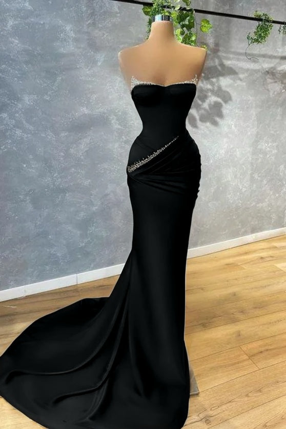 Dark Green Mermaid Prom Dress Strapless With beads