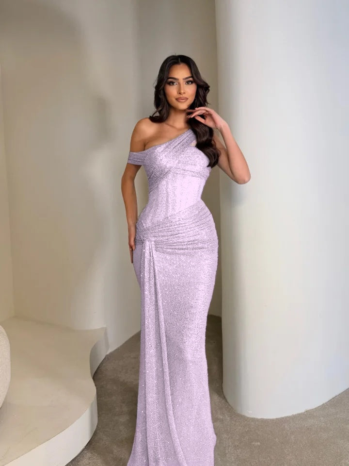 Stunning Sleeveless Sequins Floor Long Mermaid Evening Dress