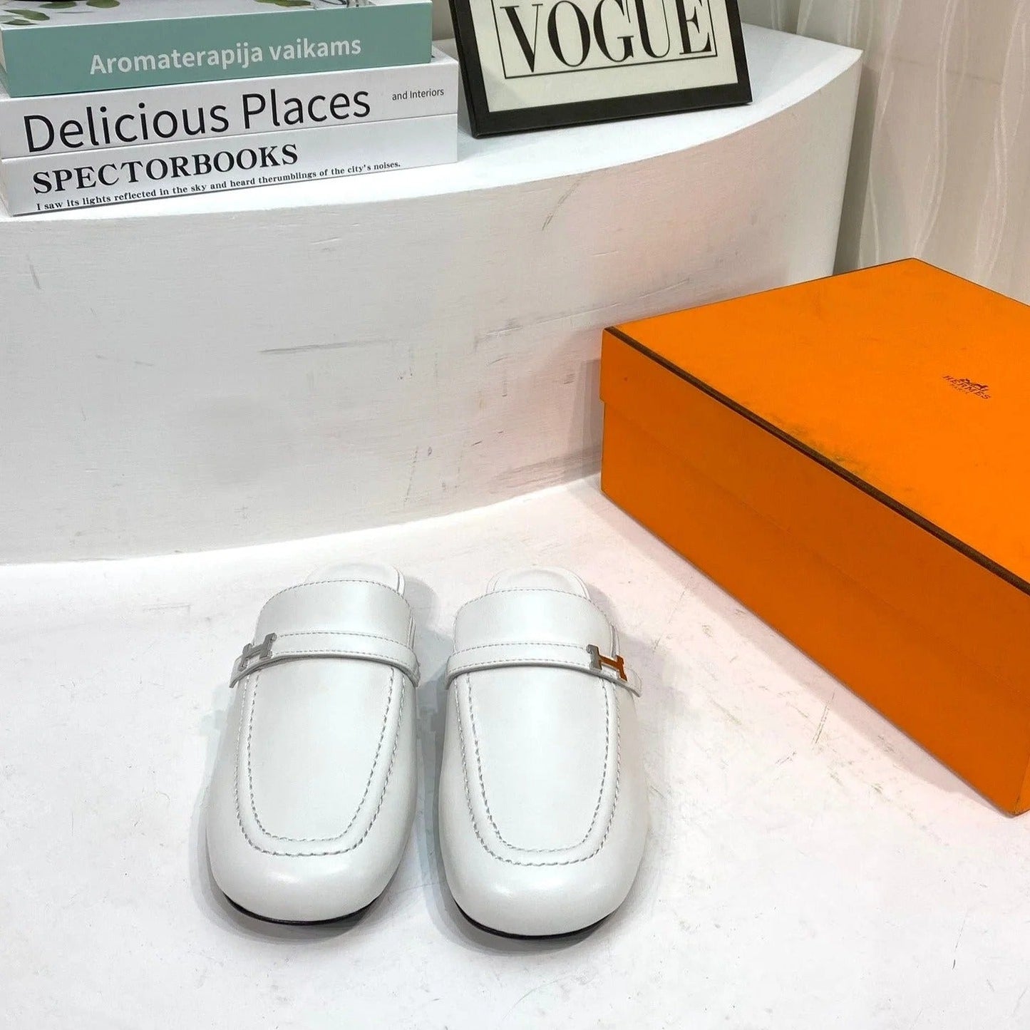 IENA MULE WHITE CALFSKIN