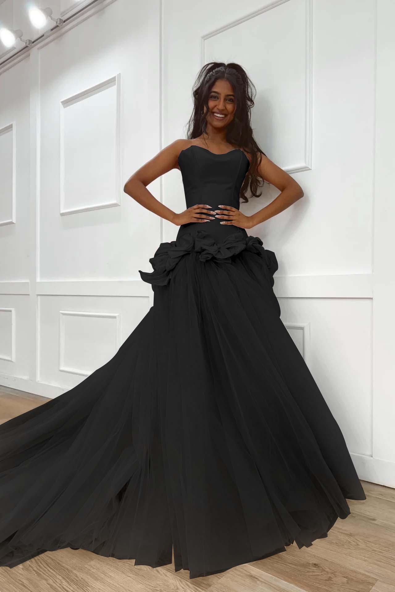 Pink Sweetheart Mermaid Evening Dress in Satin and Tulle with Bows
