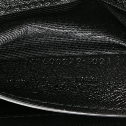 Sheepskin Matelasse Chevron Monogram Medium College Bag Black