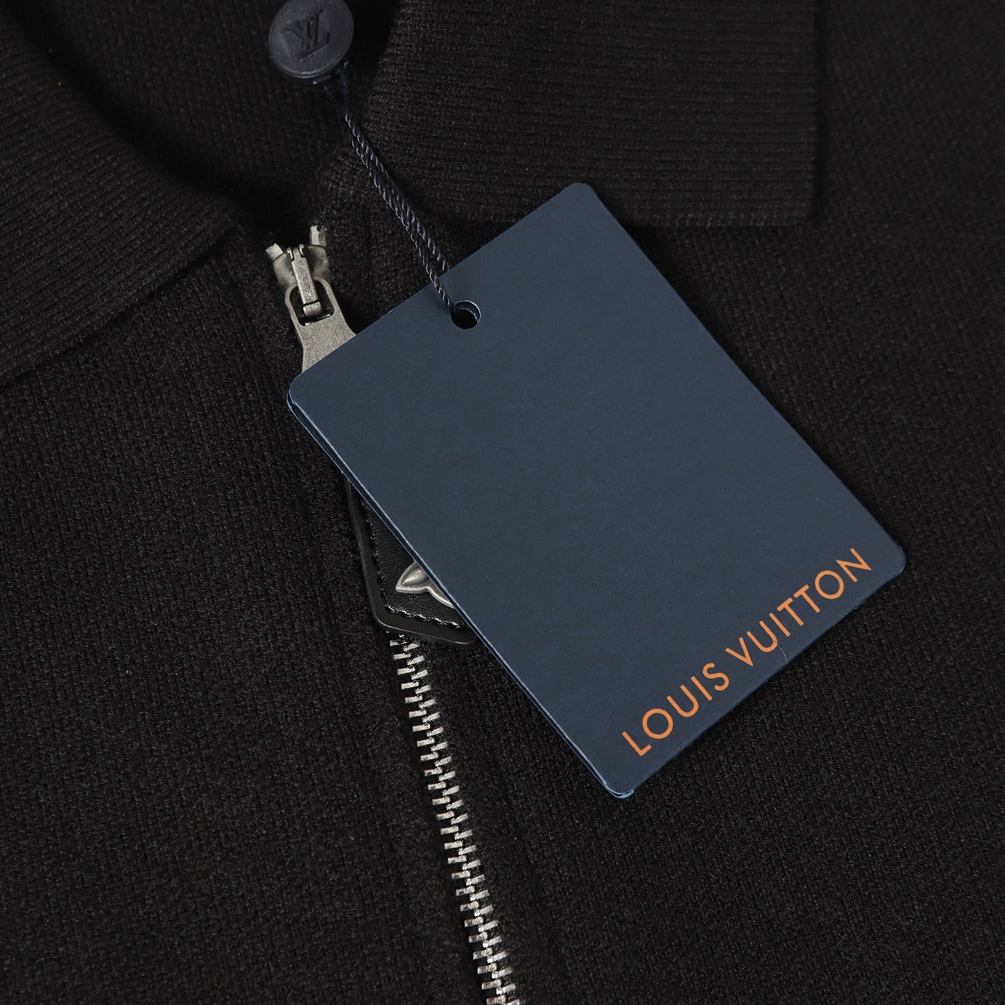 LV Leather Knit Wool Zip-Up Jacket 494212