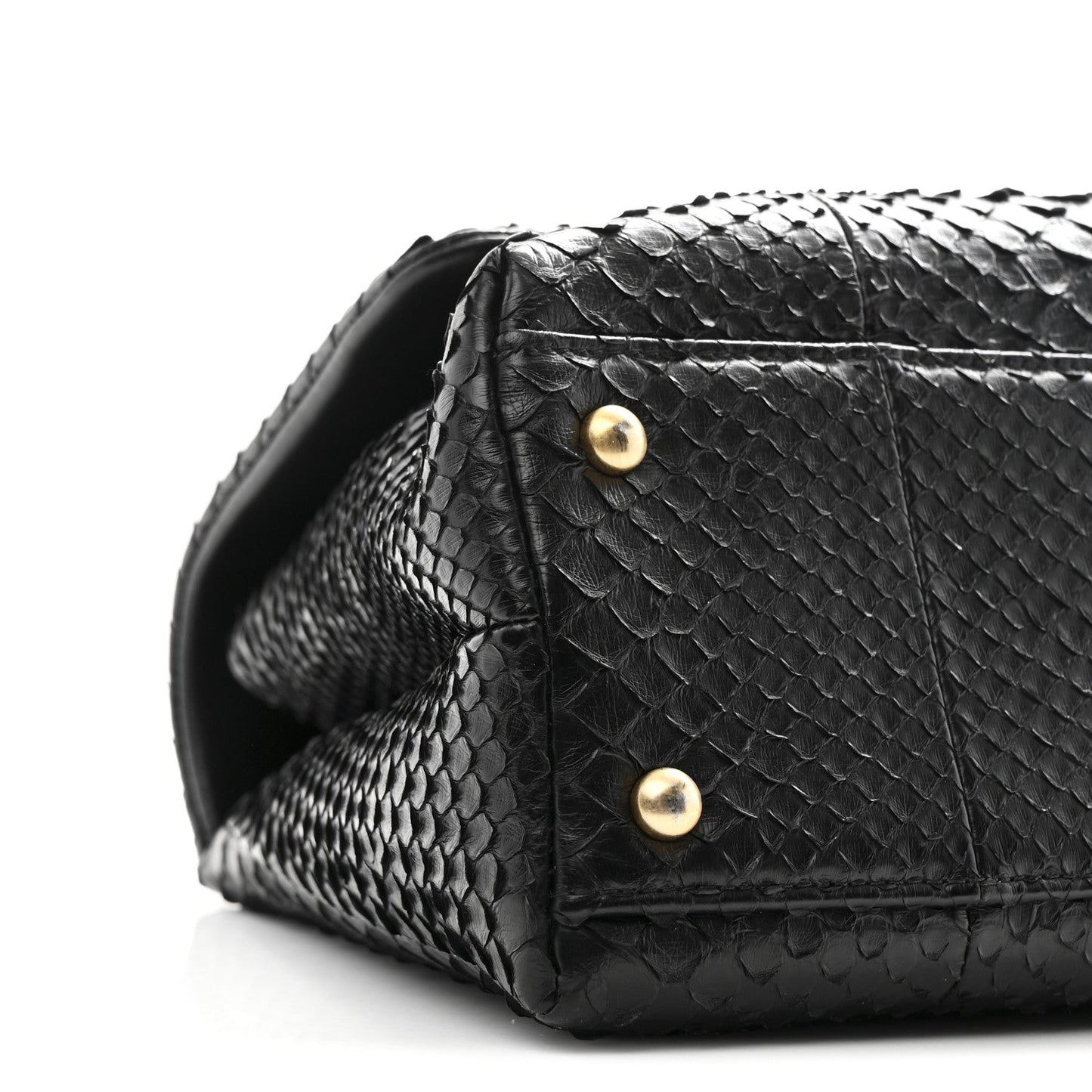 Snakeskin Small Coco Handle Flap Black