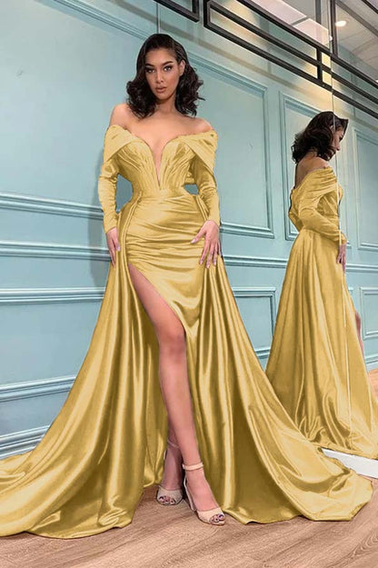 Long Sleeves Burgundy Evening Dress Mermaid