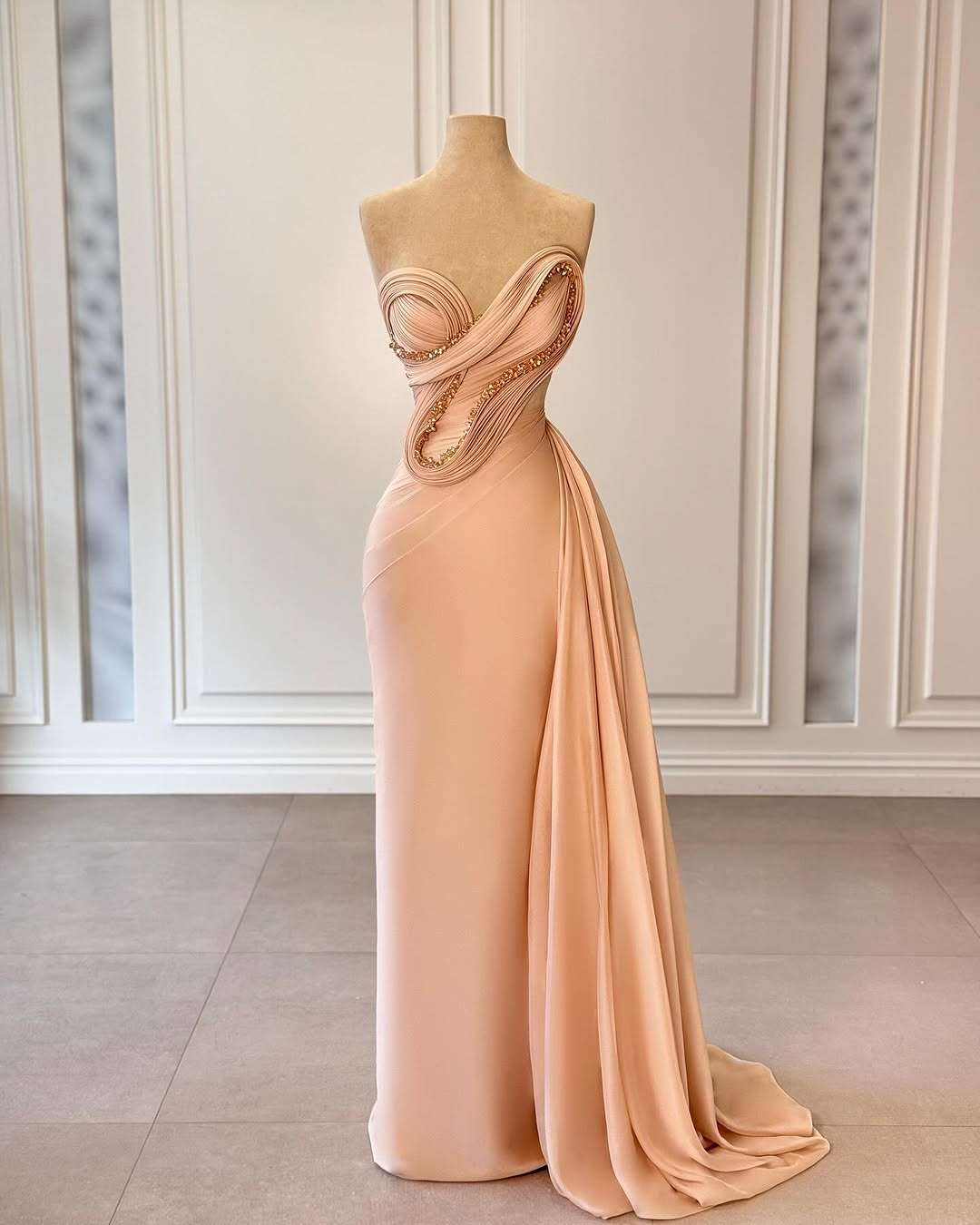 Sleeveless Strapless Asymmetric Mermaid Prom Dress With Sequins