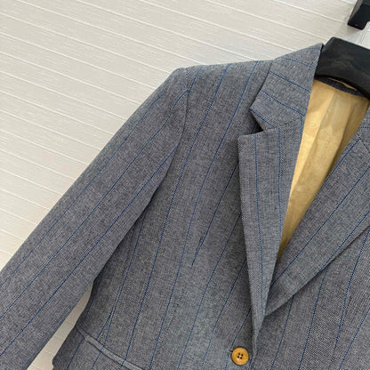 Prada 25 Striped Vest Suit Gray Wool Polyester