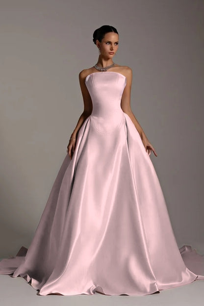 Sleeveless Strapless A-Line Elegant Prom Dress
