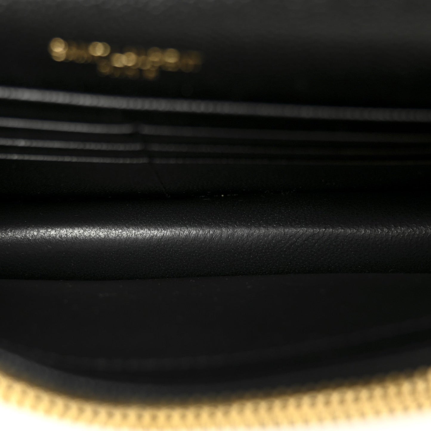 Grain De Poudre Matelasse Chevron Monogram Envelope Chain Wallet Black