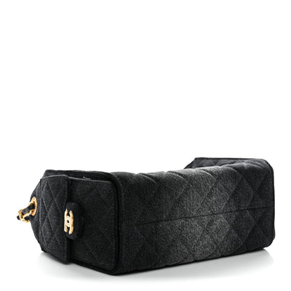 Washed Denim Quilted Mini Chanel 25 Handbag Black