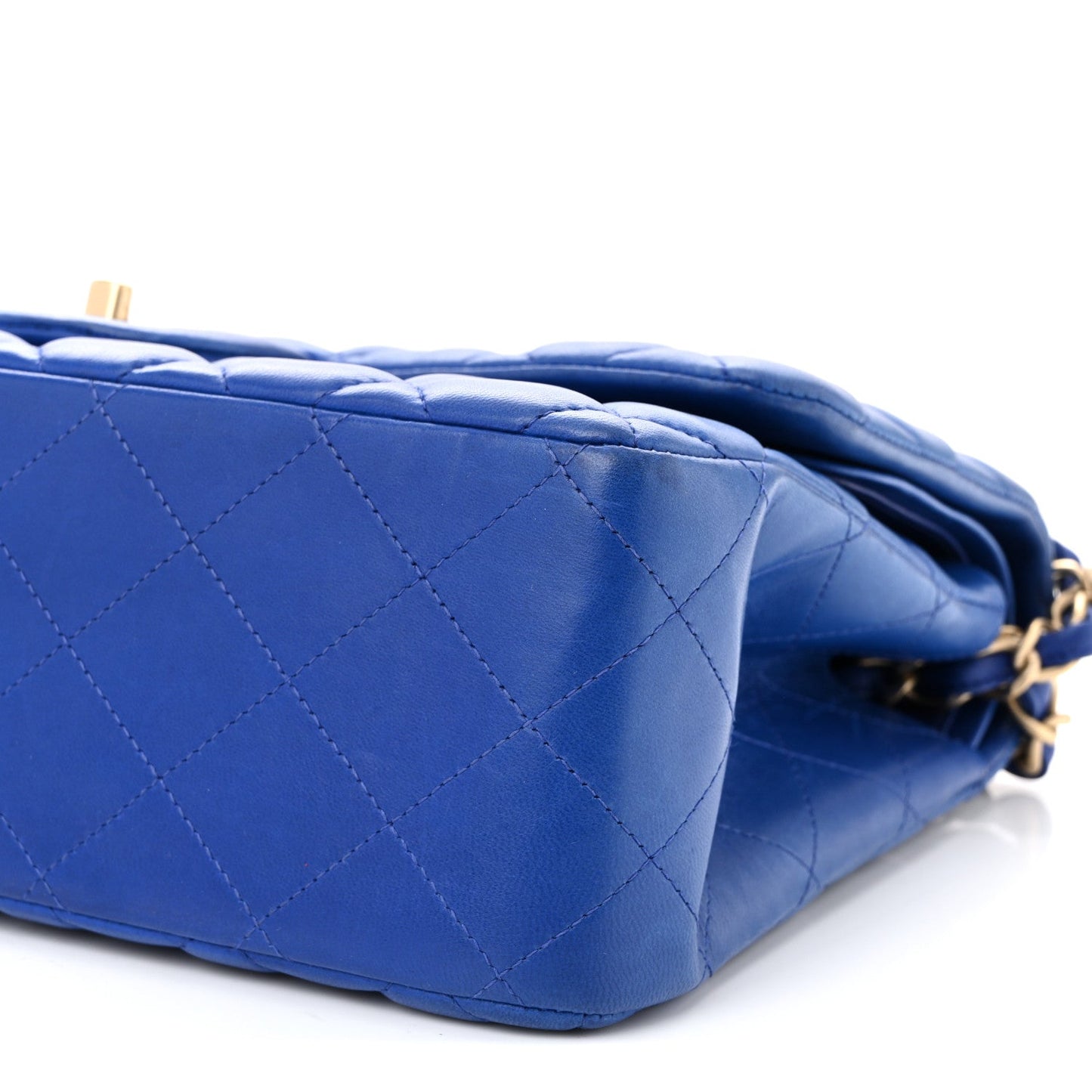 Lambskin Quilted Jumbo Double Flap Dark Blue