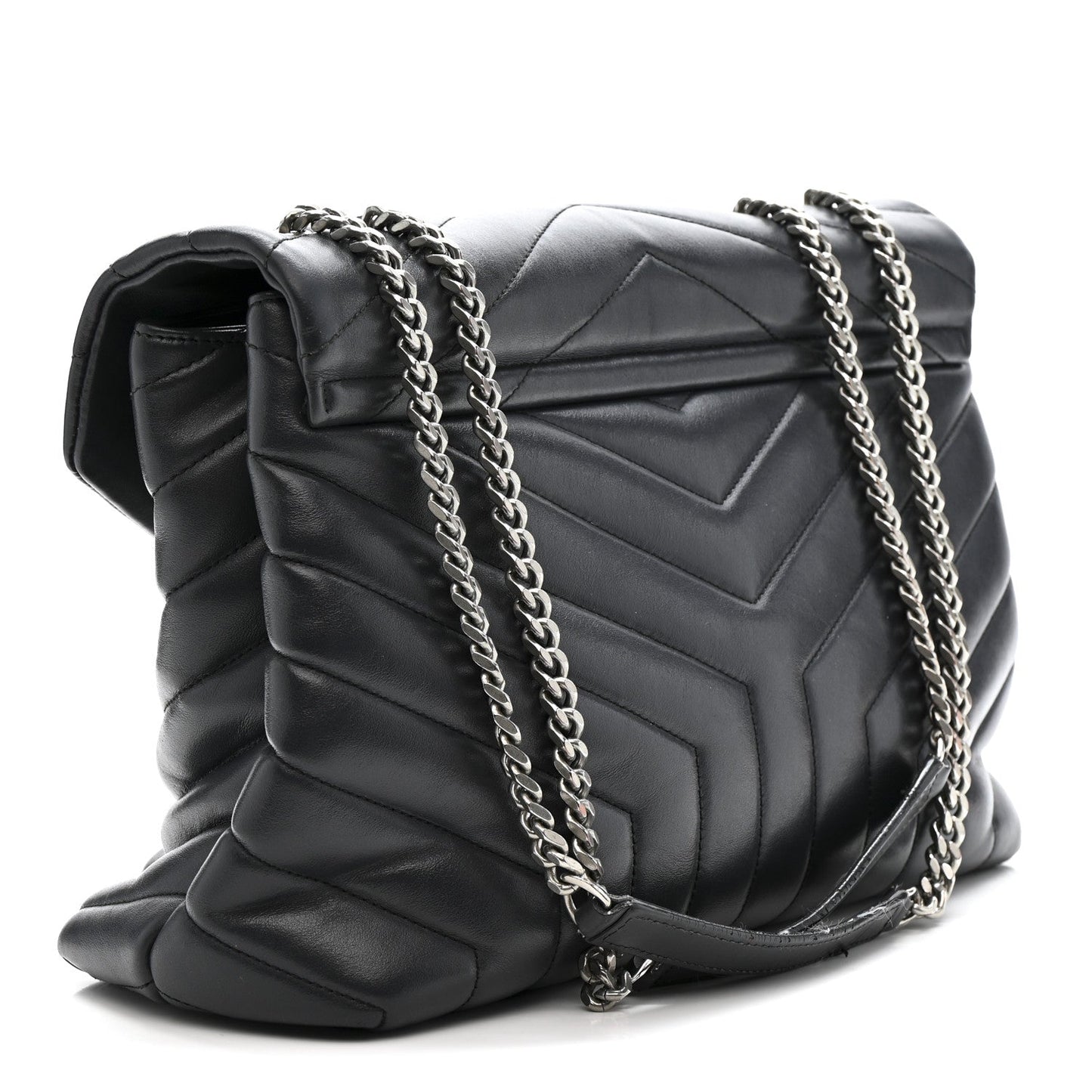 Calfskin Y Quilted Monogram Medium Loulou Chain Satchel Storm