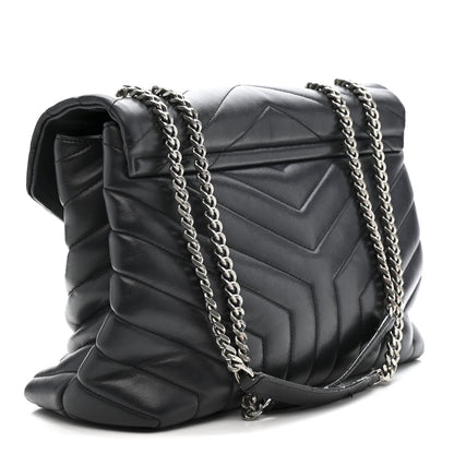 Calfskin Y Quilted Monogram Medium Loulou Chain Satchel Storm