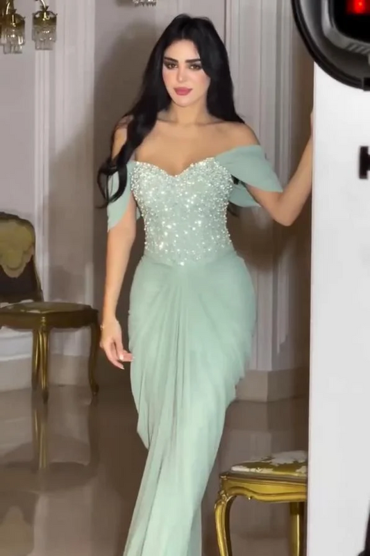 Sleeveless Off-Shoulders Mermaid Prom Dress With Sequins
